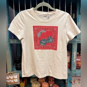 Madewell Off-White Tee with Cherry 🍒 Bandana Print
